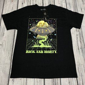 New Rick and Morty UFO Space Ship Cartoon Network Adult Swim Mens L  T-Shirt SS